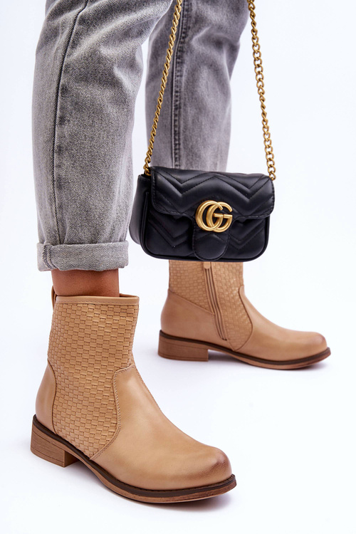 Жіночі плетені чоботи бежеві Chilly