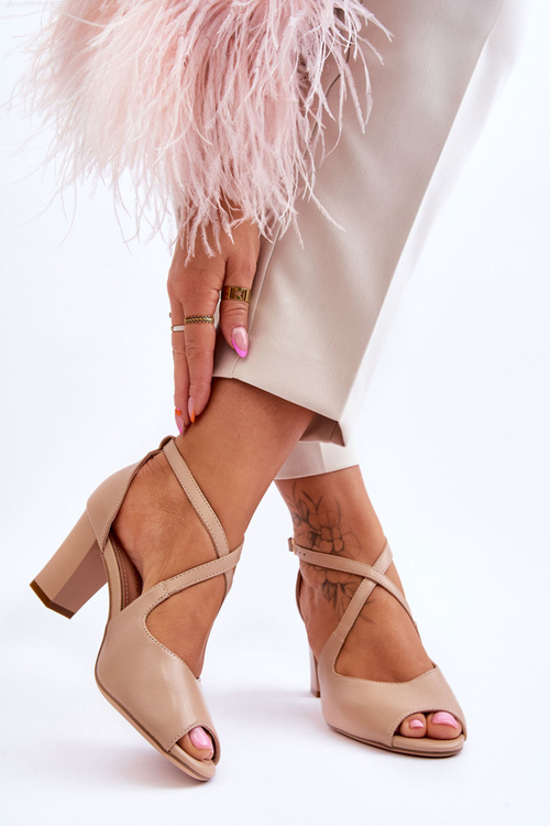 Жіночі босоніжки на високих підборах Sergio Leone SK864 Темно-бежеві