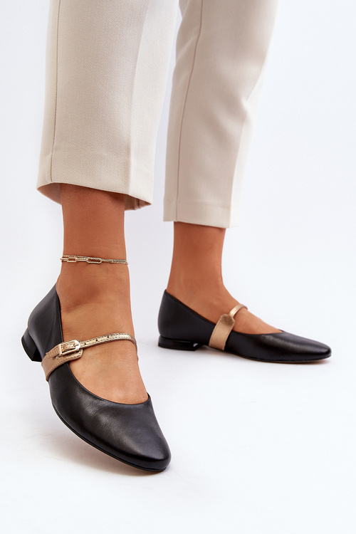 Жіночі шкіряні балетки Laura Messi 2774 чорні