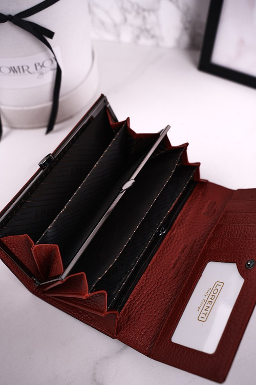 Великий шкіряний жіночий гаманець LORENTI Patent Red