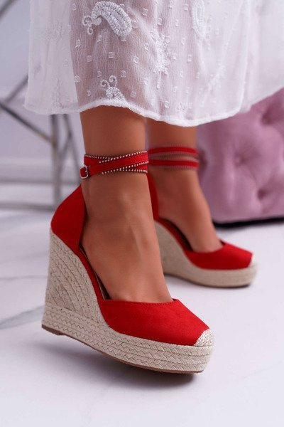 Жіночі лляні червоні босоніжки Canterola на анкерах