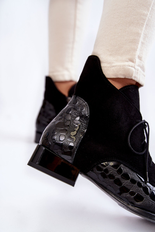 Чоботи шкіряні на підборах Maciejka 2878J-01 Чорні