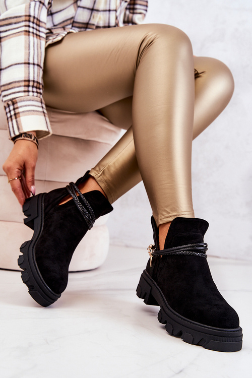 Замшеві робочі черевики без лямок Чорні Moriah