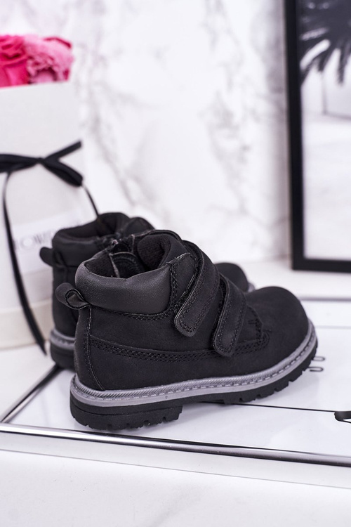 Дитячі черевики на липучці Чорні Moa