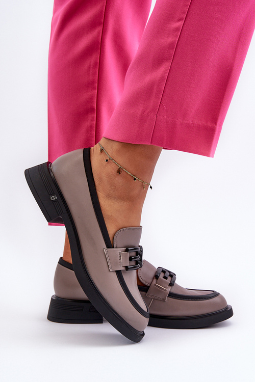 Елегантні шкіряні жіночі мокасини темно-бежеві Triana