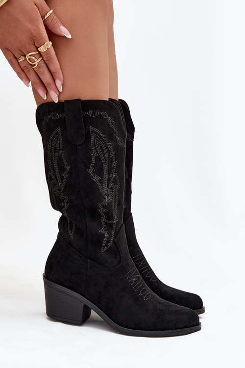 Жіночі Ковбойські Чоботи На Каблуці Зі Ізоляцією Vinceza 16508 Чорні