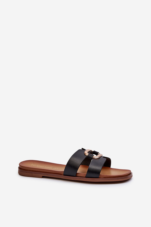 Жіночі шльопанці з еко шкіри Sergio Leone SK077H Чорні