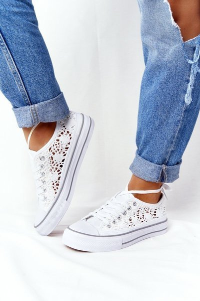 Жіночі мереживні кросівки Кендіс білі