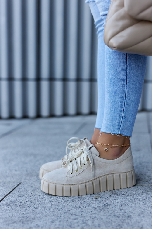 Замшеві броги Lewski Shoes 3163 Світло-бежевий