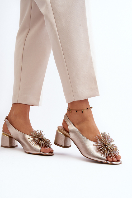 Шкіряні босоніжки з орнаментом Laura Messi 2719 Gold