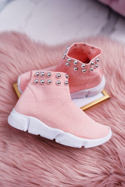 Дитяче молодіжне спортивне взуття сліпони з намистинами рожеві Verone