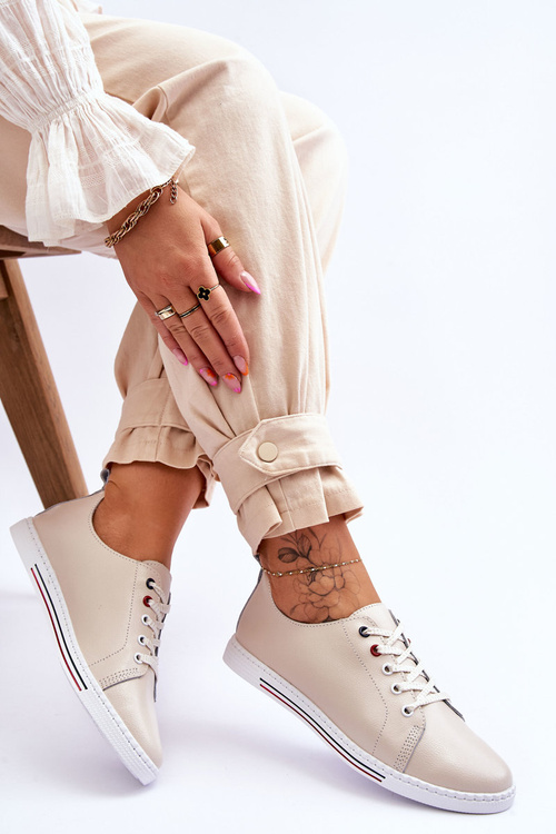 Жіночі шкіряні кросівки бежеві S.Barski LR268R