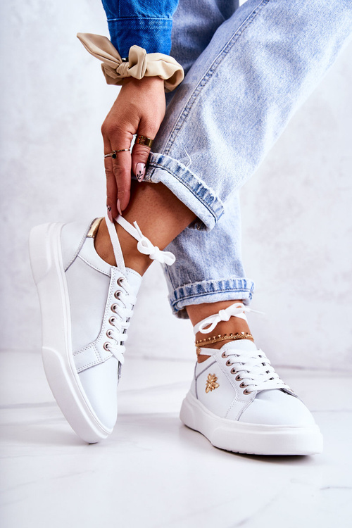 Шкіряне спортивне взуття з білим декором Calerie