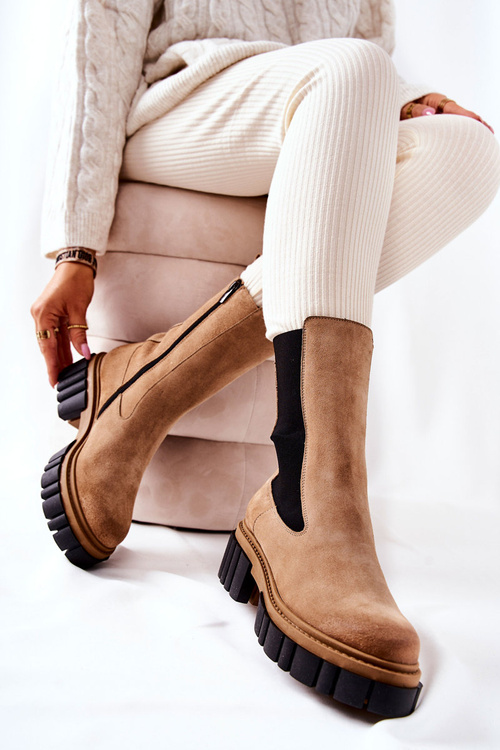 Шкіряні робочі черевики Laura Messi Beige 2421