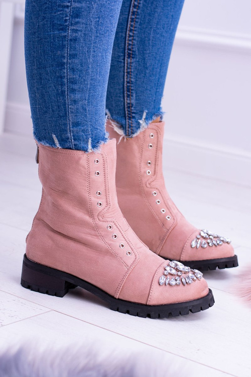 Жіночі ботильйони Lu Boo з цирконієвою пудрою рожевого кольору Carrie