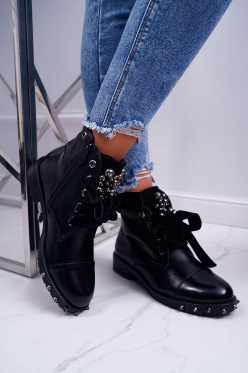 Жіночі теплі чоботи Гретана з шипами стрічки