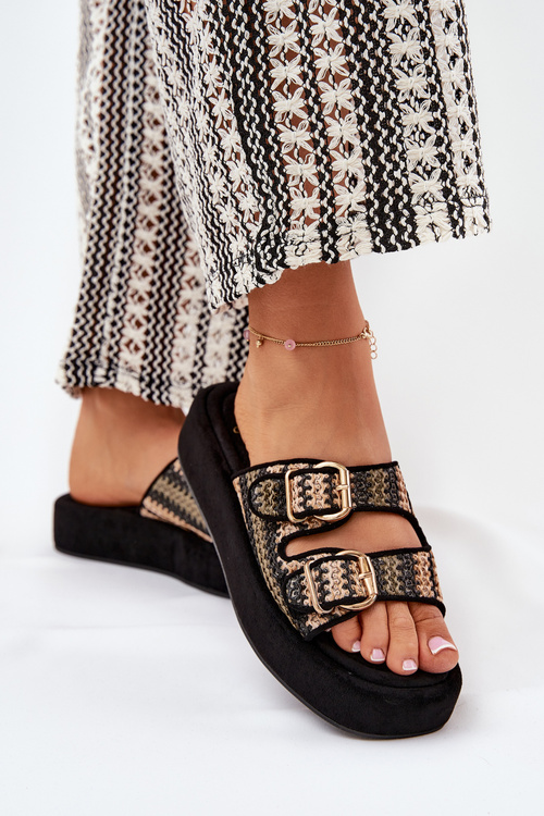 Жіночі Сандалі На Платформі З Пряжками І Плетінням Чорні Limme