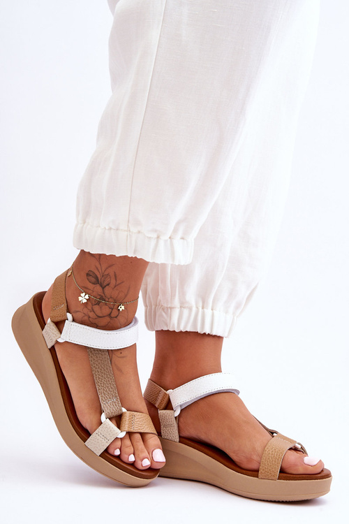 Шкіряні босоніжки Maciejka L5186-04 Бежеві