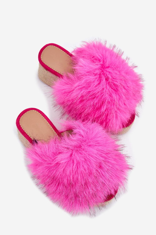 Жіночі Сабо На Каблуку З Пухом І Плетінням Фуксія Вірела
