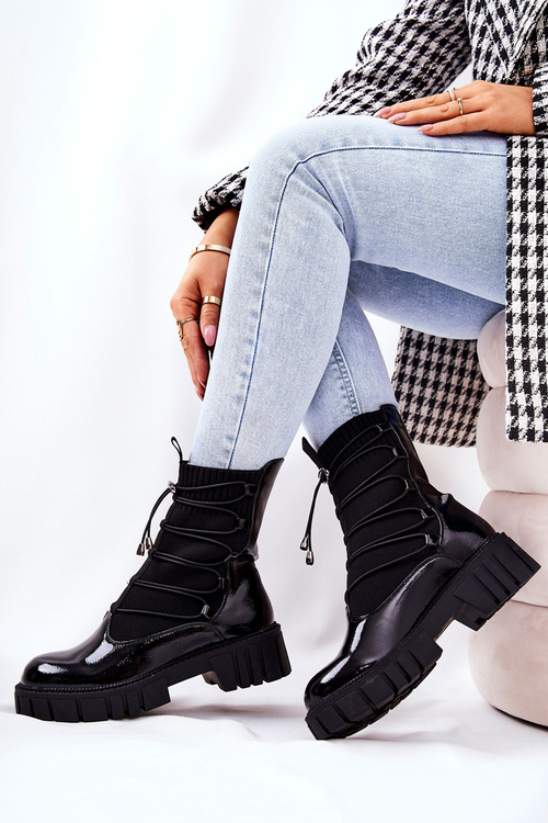 Лаковані робочі черевики з носком Black Connor