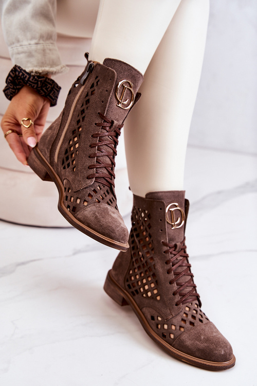 Ажурні шкіряні чоботи Nicole Brown 2695