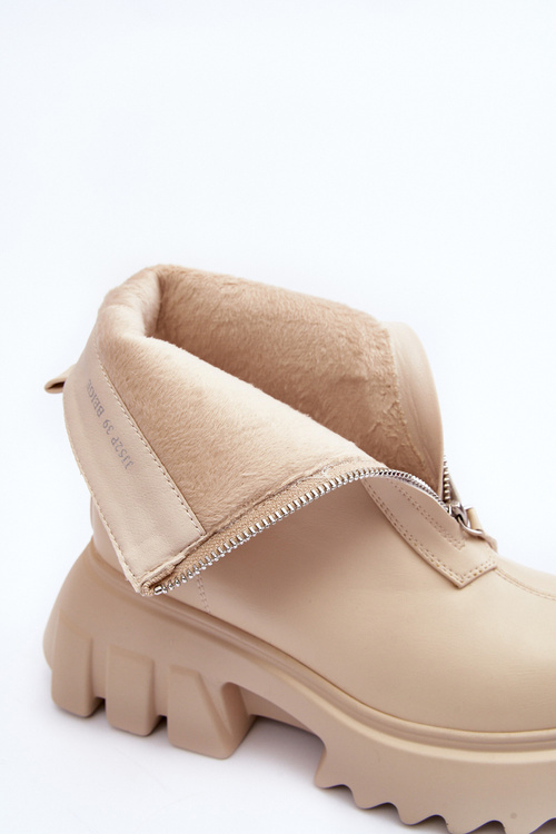 Жіночі масивні чоботи на платформі на блискавці бежеві Кусма