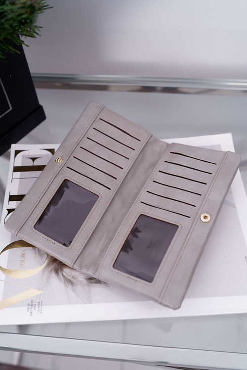 Гаманець жіночий великий сірий із засувкою