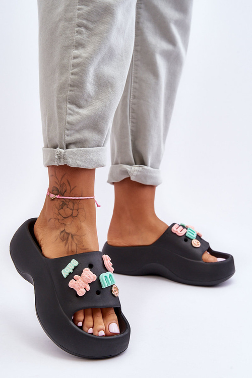 Жіночі м'які поролонові тапочки з орнаментом Чорні Лорі