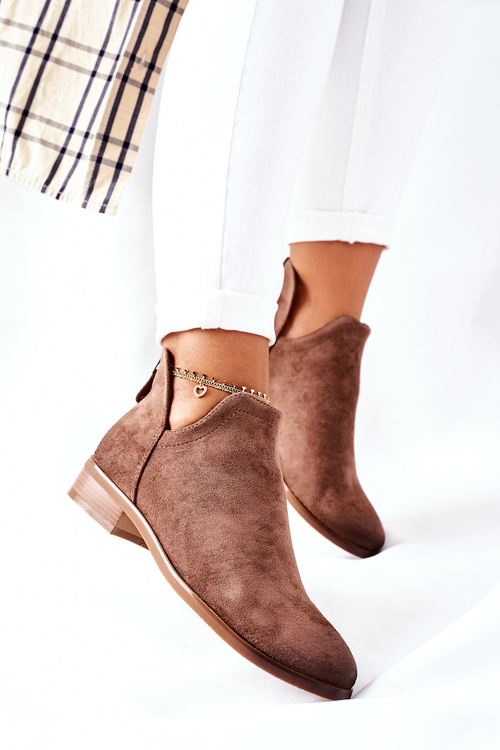 Жіночі замшеві чоботи утеплені бежеві Joaliene