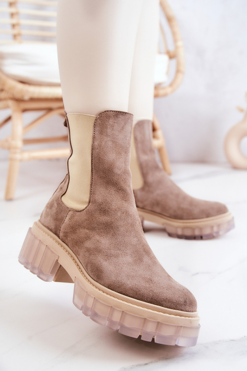 Жіночі замшеві бежеві чоботи Eliann