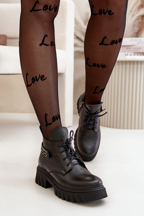 Zazoo 60483 Жіночі шкіряні ботильйони з низьким ходом утеплені чорні