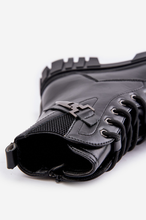 Утеплені чоботи для дівчаток із застібкою-блискавкою та оздобленням чорного кольору Zinnirella