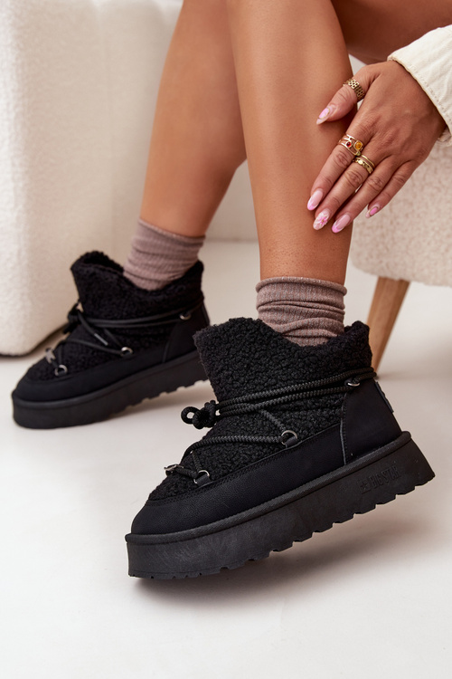 Жіночі Снігоступи На Платформі З Пухнастим Вовняним Покриттям Big Star SS274109 Чорні