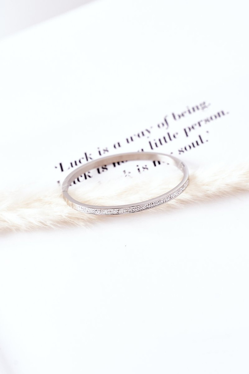 Сталевий браслет зі сріблом з кубічного цирконію