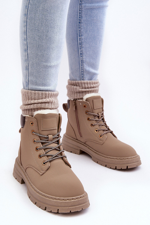 Жіночі трепери на флісовій підкладці темно-бежеві з фенану