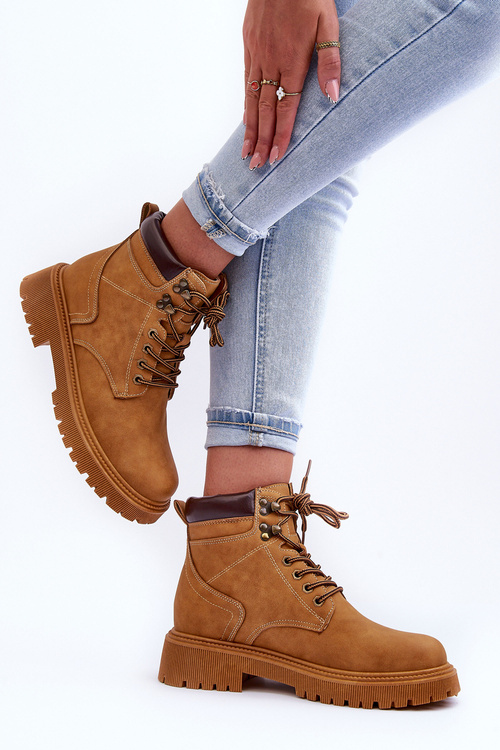 Жіночі коричневі черевики зі шкіряною підкладкою з хутряною підкладкою