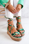 Босоніжки еспадрільї на танкетці Зелені квіти Roxanne