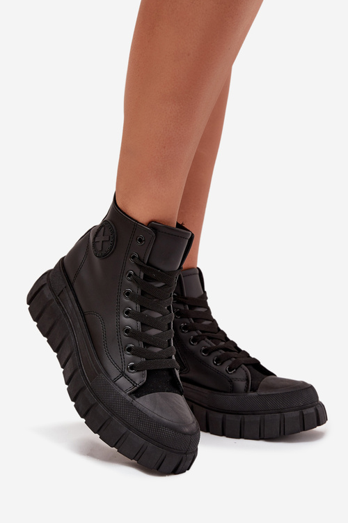 Утеплені Високі Кросівки Для Жінок На Платформі З Блискавкою Чорні Sarira