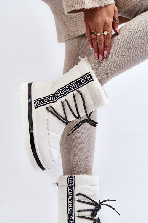 Жіночі зимові черевики зі шнурівкою білого кольору Lilara