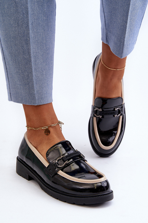 Жіночі лаковані лофери мокасини S.Barski HY336A Чорні