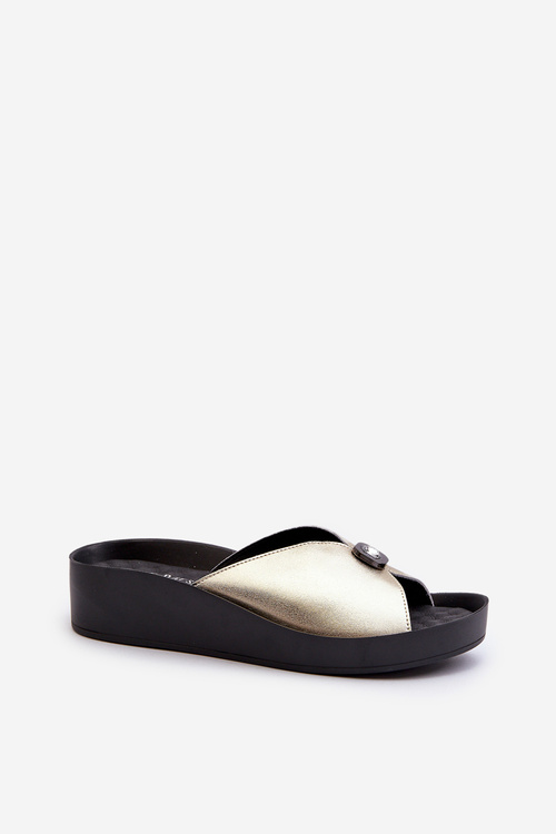 Жіночі шкіряні тапочки з золотим декором S.Barski KV27-027