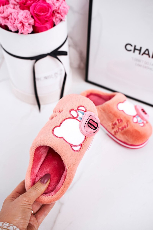 Дитячі домашні тапочки з ведмедиком яскраво-рожевий Go To School