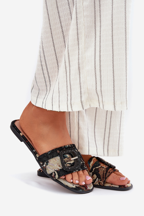 Плоскі Жіночі Сандалі З Декоративною Пряжкою Чорні Clariola