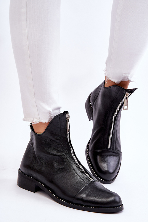 Шкіряні чоботи на блискавці Ніколь 2785/037 Чорні