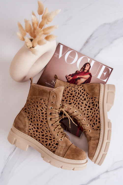 Замшеві ажурні чоботи Camel Aileen