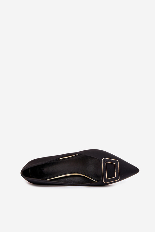 Туфлі на підборах з декоративною пряжкою чорні Seriva