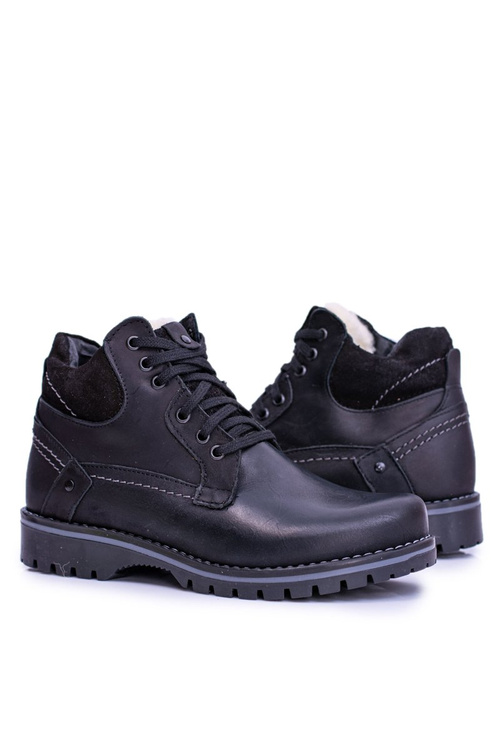 Чоловічі та молодіжні чорні флісові утеплені черевики Komodo 885