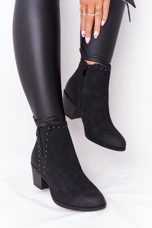 Жіночі утеплені черевики челсі на блочному каблуці Чорні Morgan