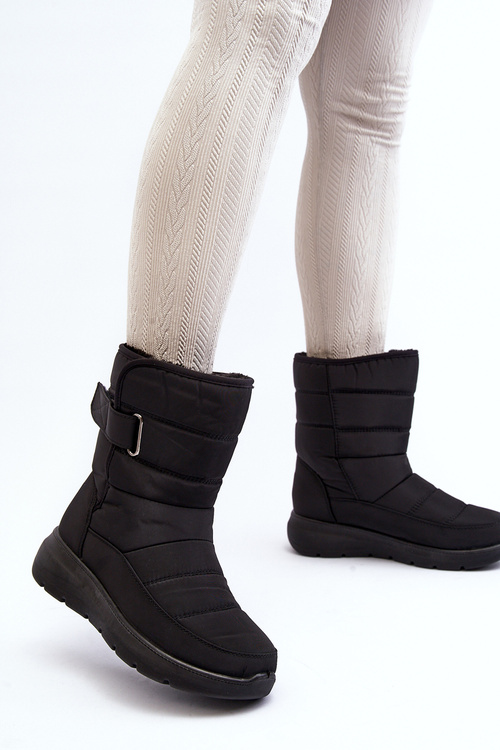 Жіночі утеплені зимові черевики на липучках, чорні Jawora