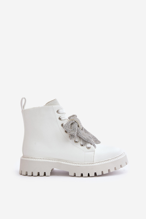 Жіночі ботильйони з бантом білі Ocentia